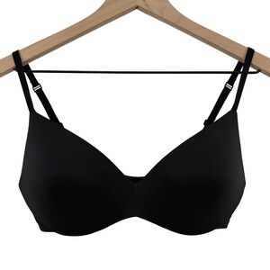 Skims Wireless Form Push Up Plunge Bra Black 34C Adjustable Straps Foam Pads